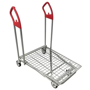 Mesh Double Layer Foldable Shopping Cart Outdoor/Indoor Use 300kg Load Capacity Durable Folding Trolley