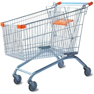 Mesh Folding Shopping Trolley with PU Wheels Durable Supermarket Accessory