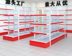 Mesh Metal Supermarket Shelving Ending Gondola