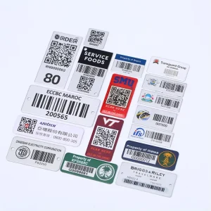 Metal Aluminum Barcode Label QR Code Serial Number Label for Custom Label