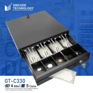Metal Cash Drawer Single Check Slot 3 Lock Money Drawer Cash Register Drawer Box Tray RJ11 For Pos System GT-C330