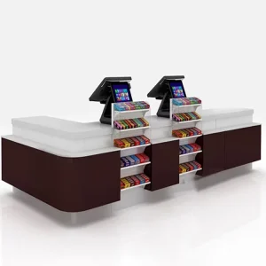 Metal Convenience Store Supermarkets Checkout Counter