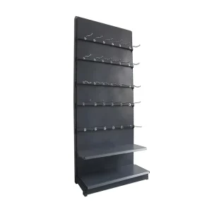 Metal Double-Sided Light Duty Supermarket Gondola Shelf Wall Racks with Pegboard Display Stands and Hooks