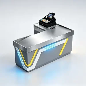 Metal Durable Cashier Counter Small Check Out Counter for Mini Mart Retail Cashier Stand