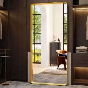 Metal Frame Full Length Floor Large Dressing Mirror Modern Aluminum Alloy Stand Home Decor Glass