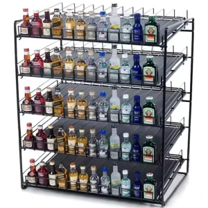 Metal Jams Bottle Liquor Display Stand Rack Mini Shot Bottle Rack Cable Wine Rack Counter Top