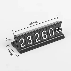 Metal Jewelry Display Tags Channel and Cubes Aluminum Base Small Desktop Digital Price Display Stand
