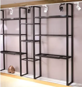 Metal Matte Black Store Shelves Shop Fitting Clothes Stand Store Display Garment Clothing Rack