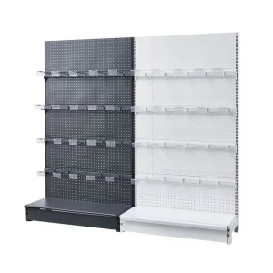 Metal Pegboard Grocery Store Display Racks Supermarket Gondola Shelving With 5 Shelves Single Side