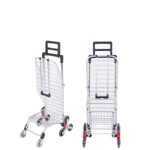 Metal Portable Foldable Grocery Easy Storage Hand Trolley Folding Shopping Carts with Wheels