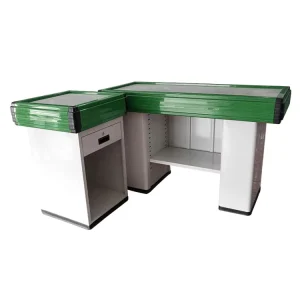 Metal Reception Counter Desk for Retail Cosmetic Shops and Supermarkets Cashier Table Equipment 007A