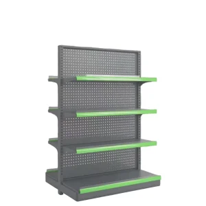 Metal Shelving Retail Display Shelf Adjustable Light Duty Supermarket Rack Double Sided Gondola Shelves