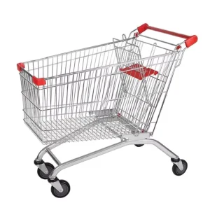 Metal Shopping Cart Supermarket Shopping Trolley With Coin Lock