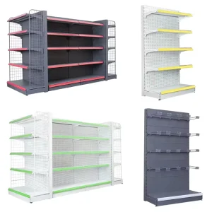 Metal Supermarket Rack Single Sided Durable Corrosion Protection Economical Gondola Shelf for Retail Stores and Grocery Stores