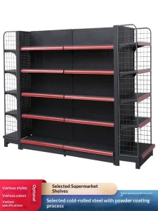 Metal Supermarket Rack Single Sided Durable Corrosion Protection Economical Gondola Shelf for Retail Stores and Grocery Stores