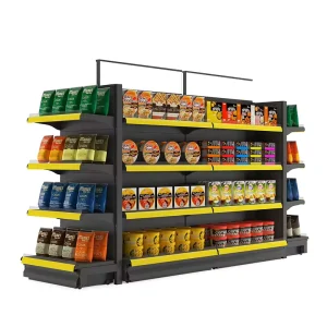 Metal Supermarket Shelf Convenience Store Customized Display Fixtures