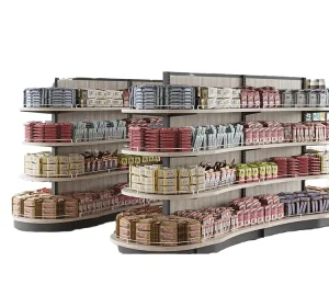 Metal Supermarket Shelving Steel Heavy Duty Unique Design with Enclosure Rails Snack Convenience Store & Bookstore Display Rack