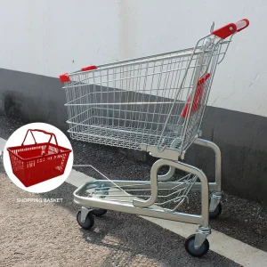 Metal Unfoldable Durable Anti rust Chrome Plated Shopping Cart with Baby Seat for Super Market Grocery Use Model CS 2836