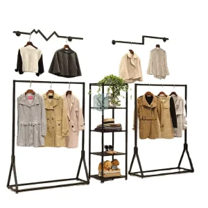 Metal Wood Stands Retail Clothing Store Fixtures Garment Display Rack