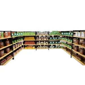 Metal Wooden Shelf Supermarket Wall Shelving