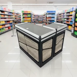 Metallic Cashier Desk Solid Shelf Simple Style Convenience Store Supermarket Checkout Counter Quick Installation