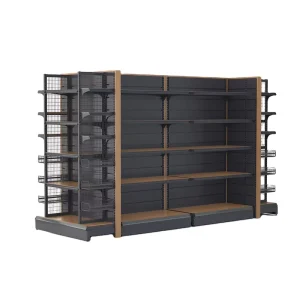 Metallic Double Sided Heavy Duty Supermarket Rack with 4 Shelves and Quick Installation