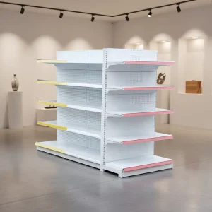 Metallic Grocery Store Display Racks & Shelves for Supermarket Gondola Shelving Storage Solutions Light Duty Quick Installation