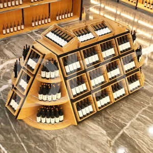 Metallic Heavy Duty Double Sided Display Gondola for Wine Shelving Racks Customizable Size Supermarket Retail Store