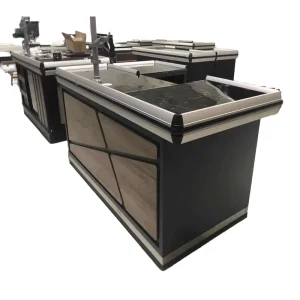 Metallic Light Duty Supermarket Checkout Counter Supermarket Rack with Powder Coated Finish and Single Sided Design