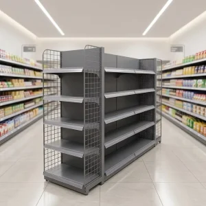 Metallic Light Duty Supermarket Rack Gondola Shelf Display Stand Single sided double sided Quick Installation Store