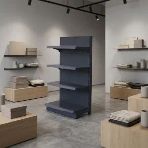 Metallic Store Display Fixtures Supermarket Shelving Rack with Light Duty Solid Shelves for Retail Stores Quick Installation