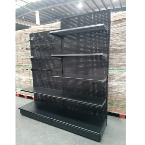 Metallic gondola shelves Gondola shelving black