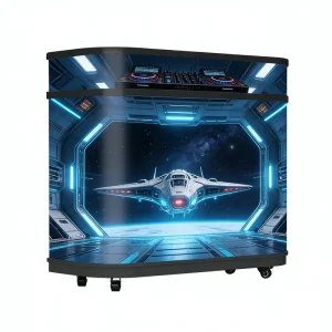 Mobile Foldable DJ Booth Night Club Bar Table Curved Reception Stand Exhibition P1.8 GOB LED Display Screen DJ Facade