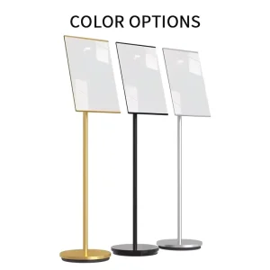 Model 60005 Indoor Use Detachable Adjustable A3 A4 Gold Silver Aluminum Alloy Sign Stand Floor Display Holder