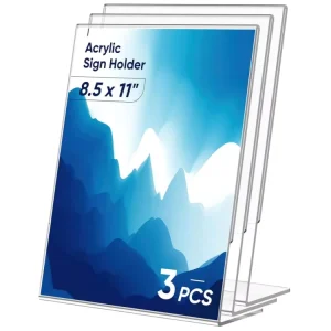 Modern 3mm Acrylic Polished Sign Holder Clear Vertical Tabletop Display Stand for Menu Holder for Office Restaurant Retail