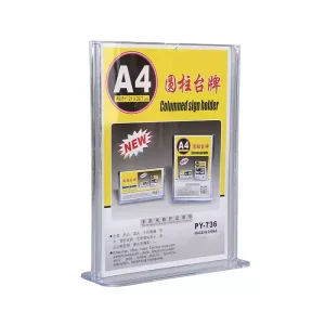 Modern Acrylic Columned Table Sign Holder with Base Pre-Assembled Water Resistant for Indoor Menu Advertisement