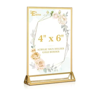 Modern Acrylic Gold Picture Frames Luxury Sign Holder for Retail & Events