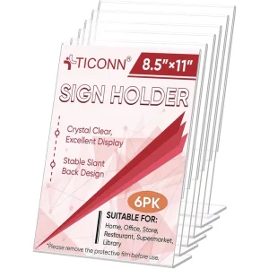 Modern Acrylic Sign Stand Holders 8.5 X 11 Clear Plastic L Shaped Table Display Stand for Posters Pictures Menus Removable