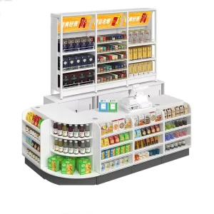 Modern Attractive Design Function Layout Stainless Steel Store Cash Register Supermarket Checkout Counter