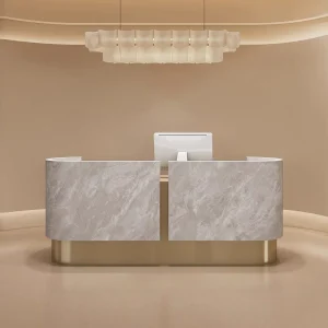 Modern Cash Table Register Retail Wooden Cashier Counter Store Boutique Gold Checkout Counters Hotel Reception Desks for Sale