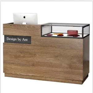 Modern Checkout Counter With Glass Box Checkout Counters Counter Table Checkout Reception Desk Modern Wood MDF Desk