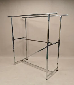 Modern Chrome Eco-friendly for Durable Plated Double Track Double Pole Display Stand for Clothing Fashionable Display Rack