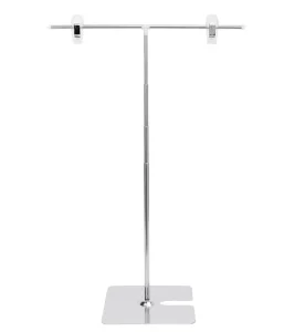 Modern Chrome Finish Stainless Steel Tabletop Display Stand Adjustable Height Floating Shelf Extendable Garment Displays