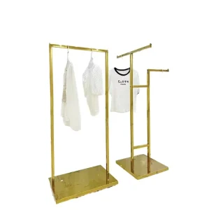 Modern Chromed Stainless Steel Portable Heavy Duty Freestanding Clothing Display Stand for Retail Boutique