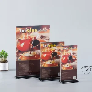 Modern Clear Acrylic T Shape Pull Out Sign Holder A4 A5 A6 Double Sided Menu Holder for Cafe Price List Display