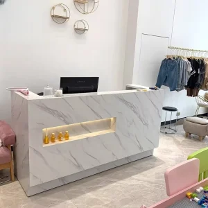 Modern Clothing Store Checkout Counter Custom Marble Cash Counter Design for Clothing Store