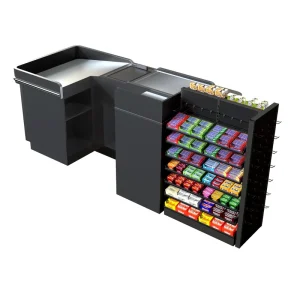 Modern Commercial Metal Cashier Table No Belt Design Customizable Retail Checkout Counter