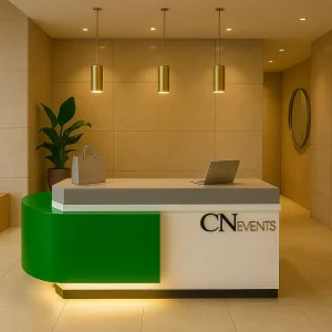 Modern Custom Eco Friendly Retail Cashier Counter LED Light Square Reception Desk for Boutique Jewelry Store