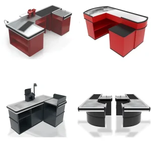 Modern Design Stainless Steel MDF Customized Color Supermarket Checkout Counter Cashier Table