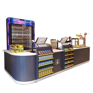 Modern Design Steel Cashier Counter Customized for Supermarket Checkout and Convenience Store Table